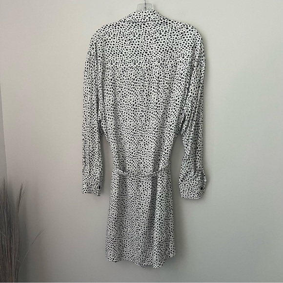 Emerson Fry SHIRTDRESS BLACK WHITE CHEETAH Print Button Front Women's Large - Picture 6 of 8